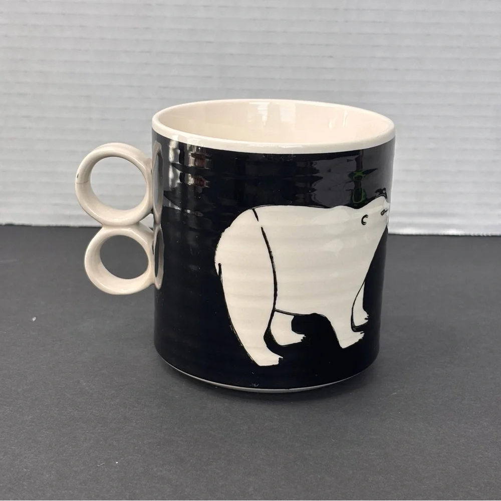 Anthropologie Keep Co Polar Bears Black Mug